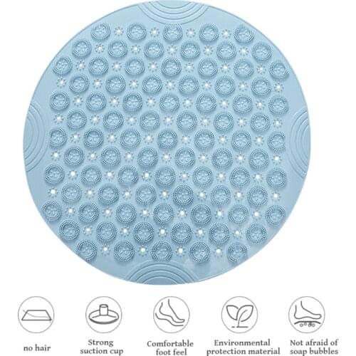Round Non-slip Shower Mat Home Bathroom PVC Drain Holes Suction Cups Floor Massage Foot Pad Elastic Bathroom Non-slip Mat