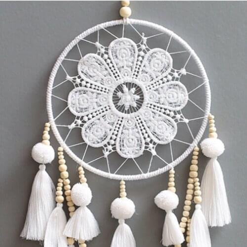 Handmade Dream Catcher Wind Chimes Craft Gift Wall Hanging Home Decor for Wedding Party White Hanging Dreamcatcher