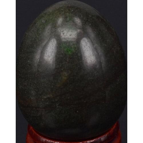 34x44MM Natural Green Stone Sphere Egg Healing Reiki Crafts Stone Massage Finger Exercise