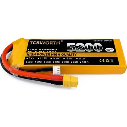NEW TCBWORTH 2S RC Drone LiPo Battery 7.4V 5200mAh 75C 100C 2S Batteries For RC Airplane Quadcopter Car Boat Aircraft 7.4V LiPo