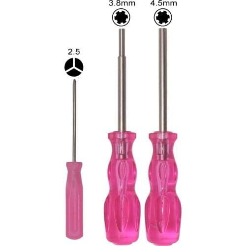 New 3 in 1 Purple 3.8mm 4.5mm GameBit 2.5mm Y Screwdriver Kit for Nintendo NES SNES NGC SEGA Game Cartridge Power Supply Repair