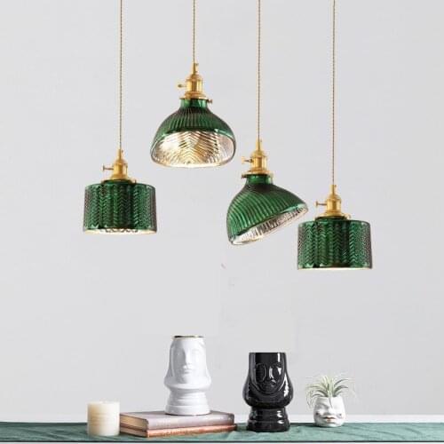 Green Glass Pendant Lights Creative Personality Dining Room Bar Porch Balcony Nordic Light Industrial Decor Kitchen Lamp