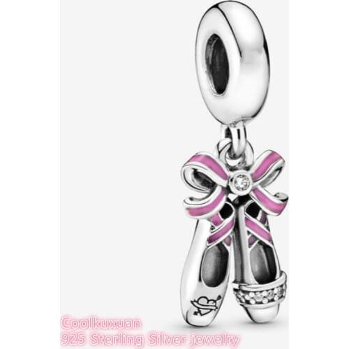 Autumn 100% 925 Sterling Silver Punk Ballerina Shoes Dangle Charm beads Fits Original Pandora bracelets Jewelry Making