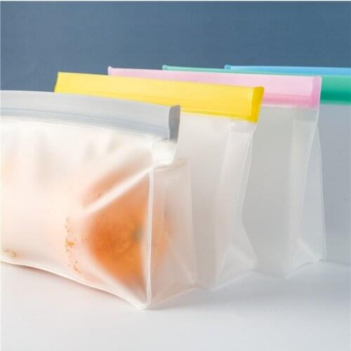 PEVA Food Bag Reusable Three-Dimensional Storage Sealed Fresh-Keeping Bag Kitchen Utensils Self-Sealing Storage Organizer
