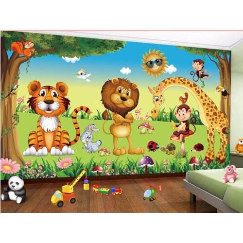 Custom mural photo 3d room wallpaper Animal Paradise Tiger Lion Giraffe picture painting 3d wall murals wallpaper for walls 3 d