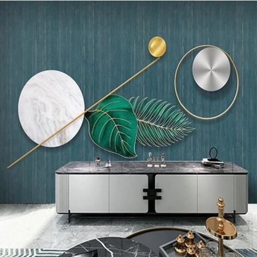 Custom 3D Photo Modern Style Geometric Circles Plant Leaves Wallpaper Bedroom Living Room Sofa Background Wall Murals Embossed