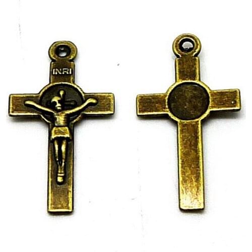 RONGQING 2018 New 200pcs/Lot Cross Human Skeleton Charms 23x13mm Religion Pendant DIY Jewelry Findings Antique Bronze