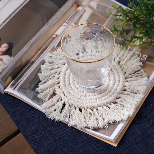 Hand-woven Coasters Round Tassel Coasters Table Mats Western Placemats Cotton Rope Placemats Home Decor Accessories