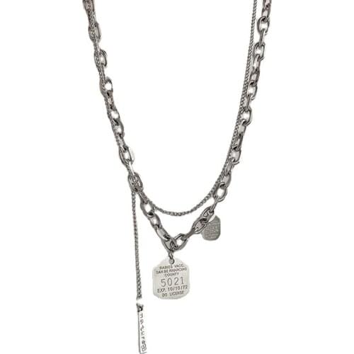 RZ038 Fashion Simple Necklace Round Brand Alphanumeric Double-Layer Necklace Necklace Women