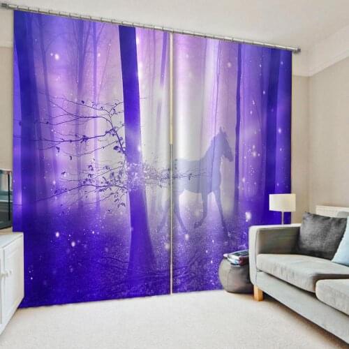 New purple forest curtains Window Blackout Luxury 3D Curtains set For Bed room Living room Office Decoration curtains
