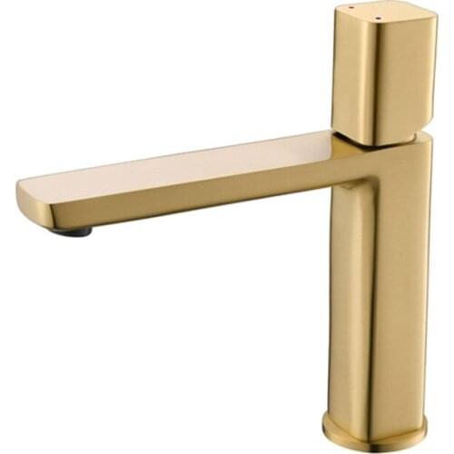 Solid Brass Basin Faucets Copper Sink Mixer Taps Hot & Cold Single Handle Deck Mounted Lavatory/Bathroom Use Brushed Gold
