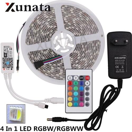 4 In 1 RGBW RGBWW LED Strip Waterproof 60LEDs/m 12mm LED Light Lamp DC12V DC24V Flexible 5050 RGB LED Lights Strip 5m/roll