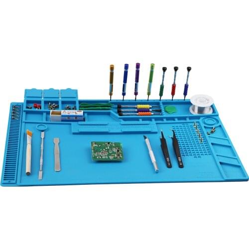 S-170 S-160 S-150 Heat Insulation Mat Soldering Silicone Pad Desk Maintenance Platform For Repair Work Mat Station With Magnetic