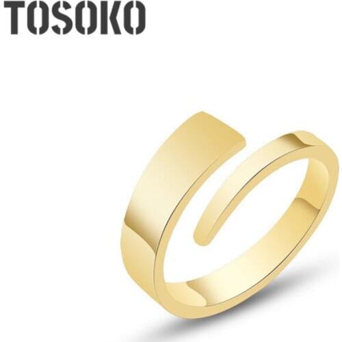 TOSOKO Stainless Steel Jewelry Hip Hop Plain Ring Female Thick And Thin Staggered Index Finger Ring BSA147