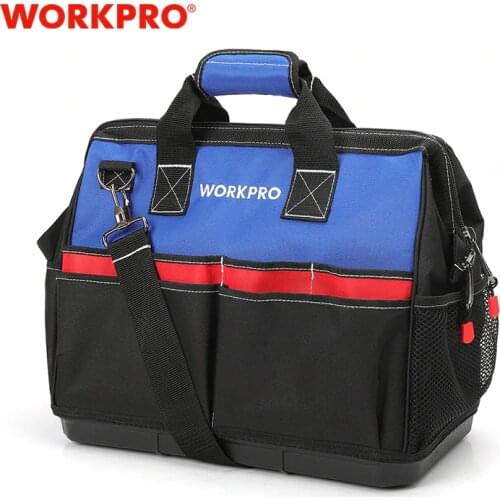 WORKPRO Heavy Duty Tool Bag,18-Inch Wide Mouth Canvas Tool Organizer with Water Proof Molded Base