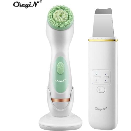 Ultrasonic Skin Scrubber Deep Face Cleaning Machine Facial Silicone Brush Pore Acne Cleaner Blackhead Remover Beauty Exfoliator