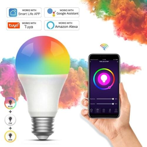 Tuya Smart Light Bulb 12W 15W Color Changing WiFi Light E27 RGB LED Bulb Dimmable Compatible Smart Life APP Alexa Google Home