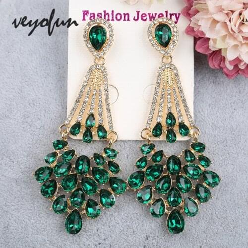 Veyofun Vintage Hollow Cystal Rhinestone Drop Earrings Classic Party Dangle Earrings Fashion Jewelry for Women Gift