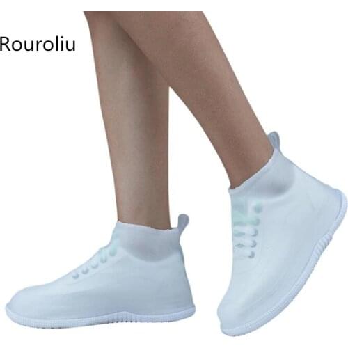 Rouroliu Transparent Ankle Rain Shoes PVC Waterproof Shoes Covers Unisex Non-Slip Thick Water Shoes Portable RB277