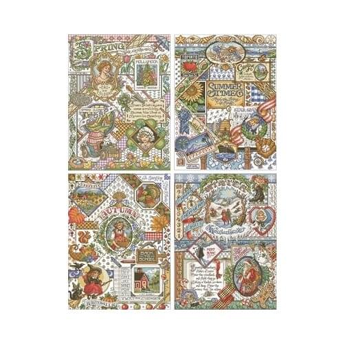 YIXIAO Counted Cross Stitch Authentic Egyptian cotton pure cotton thread with needle free kit - Jan four seasons