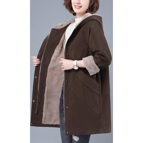 Women Long Plus Velvet Trench Coat Autumn Winter New Cold-proof Warm Windbreaker Chaqueta Mujer Casual Hooded Parka Overcoats