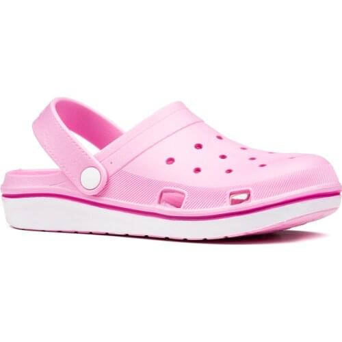 Women Summer Pink White Sabo Sandals Type Buckle Slippers Lightweight EVA Material Soft Hole Pattern Style 2021 Daily Use