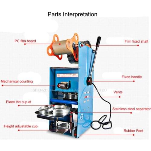 1pcs ET-D9 220V Plastic Cup Sealing Machine ,Milk tea sealing machine,standard cup dia:7.0cm-9.5cm, With counting function