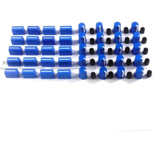 20PCS Rotary Knob+20PCS Fader Cap For Rane Mixer TTM 57 61 62 64 68 (Dark Blue )