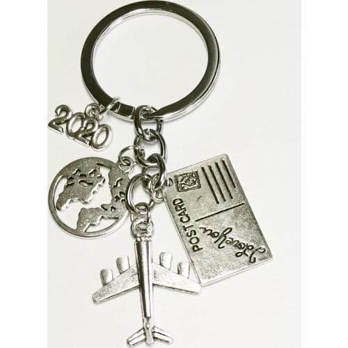2020-2022New World Airplane Map Keychain Travel Discovery, Cabazon Airplane Postcard Charm Pendant Keychain Gift