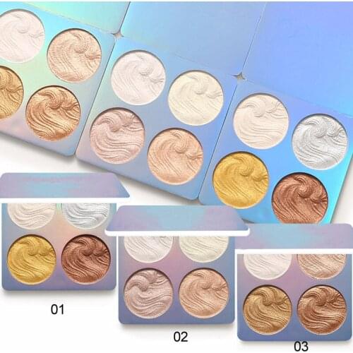 4 Colors Shimmer Brighten Highlighter Baking Eyeshadow Palette Repair Facial Powder Contour Blush Make Up Cosmetics 1Pc T0308