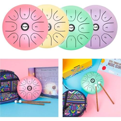 5.5 Inch Mini 8-Tone Steel Tongue Drum, C Key Percussion Instrument ,Hand Pan Drum with Drum Mallets & Carry Bag