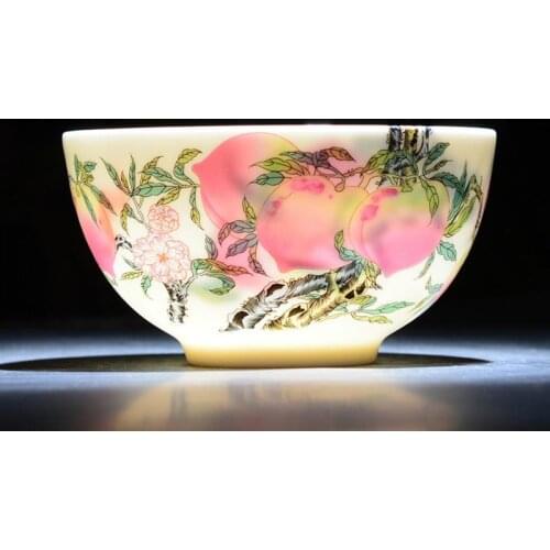 5/6/7/8inch Jingdezhen Enamel Color Ceramic Ramen Bowl Peach Bowls Fruit Salad Bowl Kitchen Utensils Porcelain Tableware Chinese