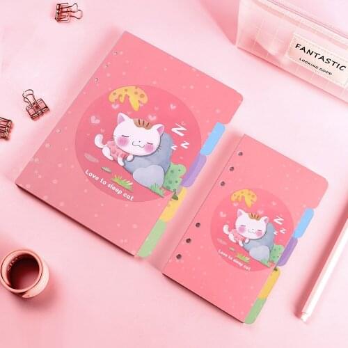 5 Sheets Cartoon Cute Paper Index Divider A5 A6 6 Holes for Binder Planner Notebook Stationery Paper Divider Accessories