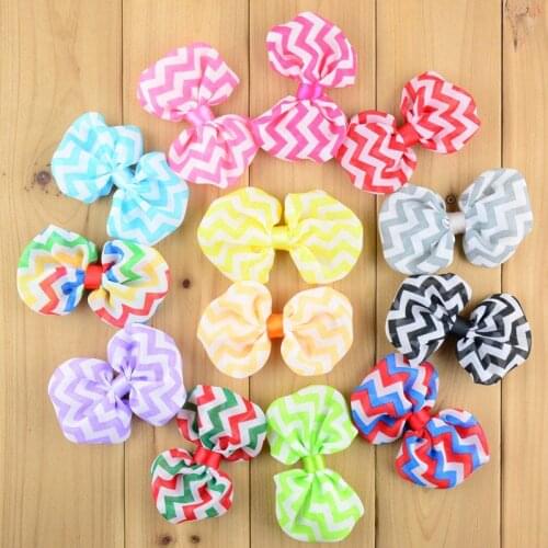 50pcs/lot Striped wavy chiffon handmade bowknot without clip 9cm Hair bows accessories DIY headdress accessories