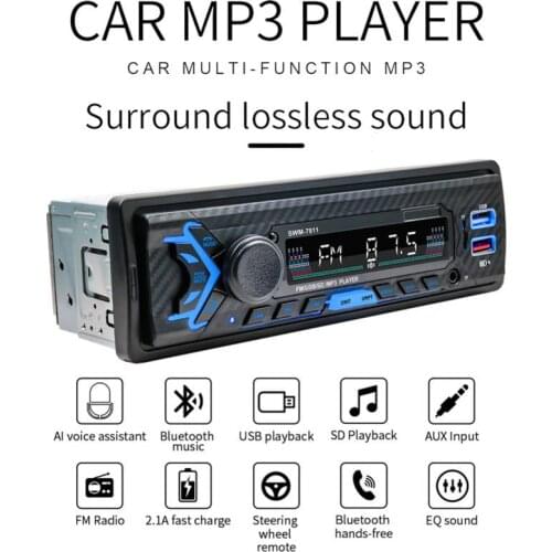 12V2.1A Car Radio Stereo Player Digital Bluetooth Car MP3 Player 60Wx4 FM Radio Stereo Audio Music USB/SD With In-Dash AUX Input
