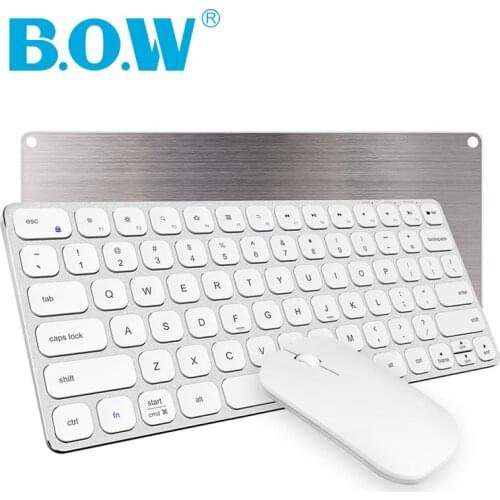 B.O.W 2.4Ghz Wireless Keyboard Mouse for PC, 78 Keys Rechargeable & Silent Keyboard and Mouse and High Quality Aluminum Body