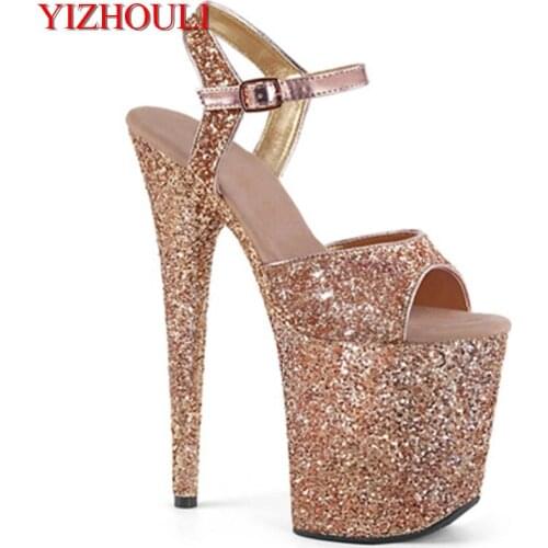 20cm sexy sky-high flash waterproof platform stiletto heels/ultra-high heel pole dancing model walking sandals