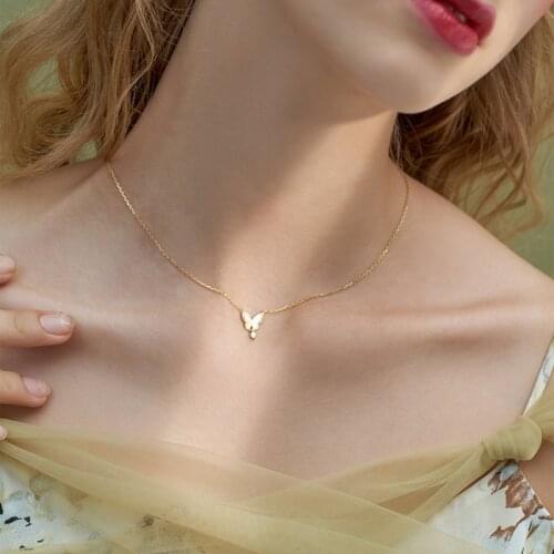 Butterfly Shell Bling Cubic Zirconia Clavicle Chain Gold Silver Color Necklace For Women Girls Luxury Dainty Jewelry