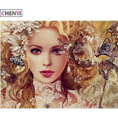 CHENYI 5D DIY Embroidery Diamond Painting Butterfly Diamond Mosaic Full Square Home Decor Girl Mask Picture Of Rhinestone Gifts
