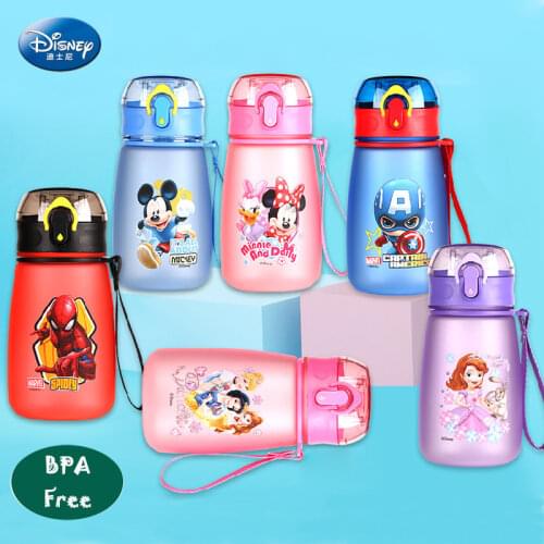 Disney Mickey Mouse Kids Cup Tritan Material BPA Free Spiderman Sophie Princess Kids Water Bottle Cute Water Bottles Leakproof