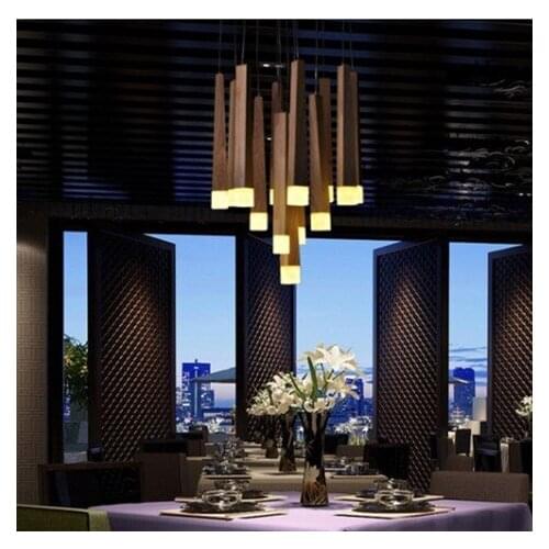 Designer matchstick led wood bedroom living room chandelier for dining room clothing store