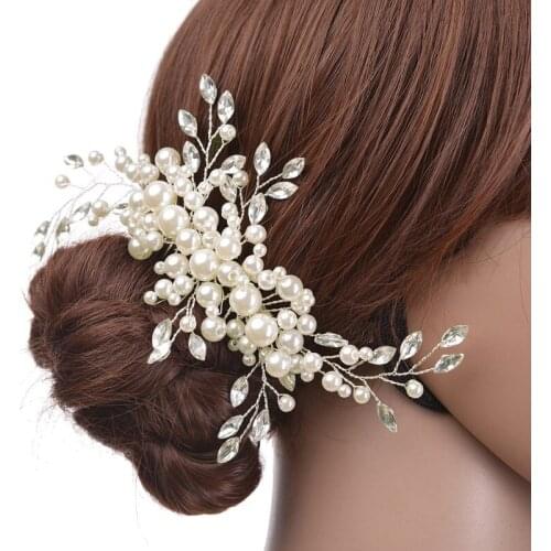 Luxuriou Rhinestone Pearl Wedding Hair Combs Hair Accessories for Bridal Headpiece Handmade Hair ornaments Women Hair Jewelry