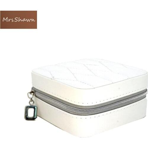 Mrs.Shawn Exquisite Travel Jewelry Box Women Leather square Packaging Necklace Rings Earrings Storage Organizer Display Gift Box