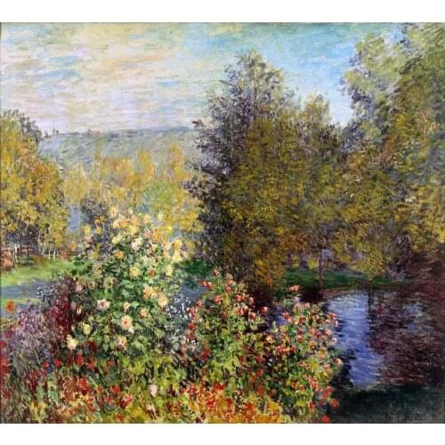 Oil Painting Reproduction on Linen canvas,a-corner-of-the-garden-at-montgeron-1877 by claude monet,museum quality,100% handmade