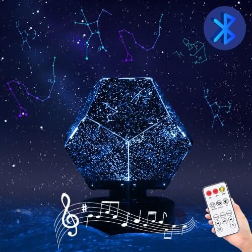 Starry Sky Projector Lamp USB LED Night Light Bluetooth Music Table Lamps Skylight For Bedroom Decoration Birthday Present