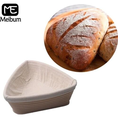 Meibum Country Bread Brotform Proofing Baskets Triangular Banneton Dough Fermentation Rattan Basket Linen Liner Baking Tools