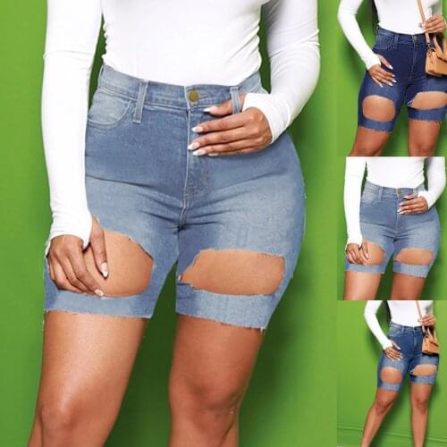 Fashion Woman Trendy Ripped Denim Shorts Summer Sexy Frayed High Waist Jeans Shorts Street Hipster Shorts Clothes 2021 New #T2Q