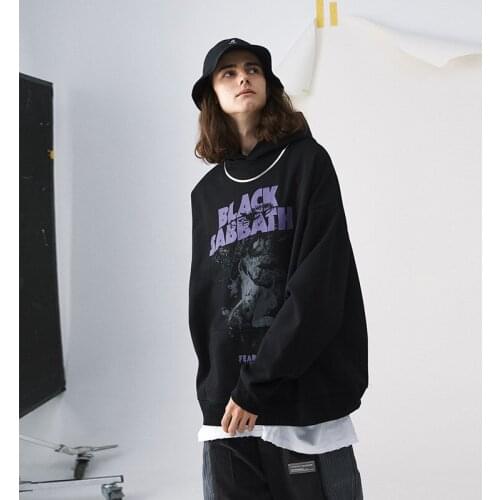 Autumn Street Fashion Casual Fleece Hoodie Men Dark Trend Hip Hop Print Hooded Couple Sweatshirts Winter Warm Loose Cotton Coats
