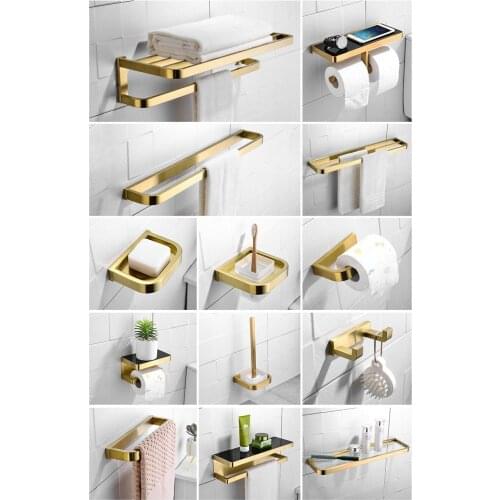 13 PCS/Set Top quality Brushed gold home hotel Bathroom hardware accessories set 304 Stainless steel Quality assurance
