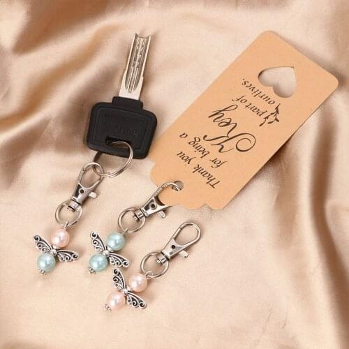 72pcs Wedding Keychain Set Angel Wings Creative Keychains Key Rings Ornaments Party Supplies Hanging Tag Cards for Wedding Party